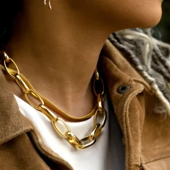 Pretty in Link 24K Gold Plated Necklace (Oval)