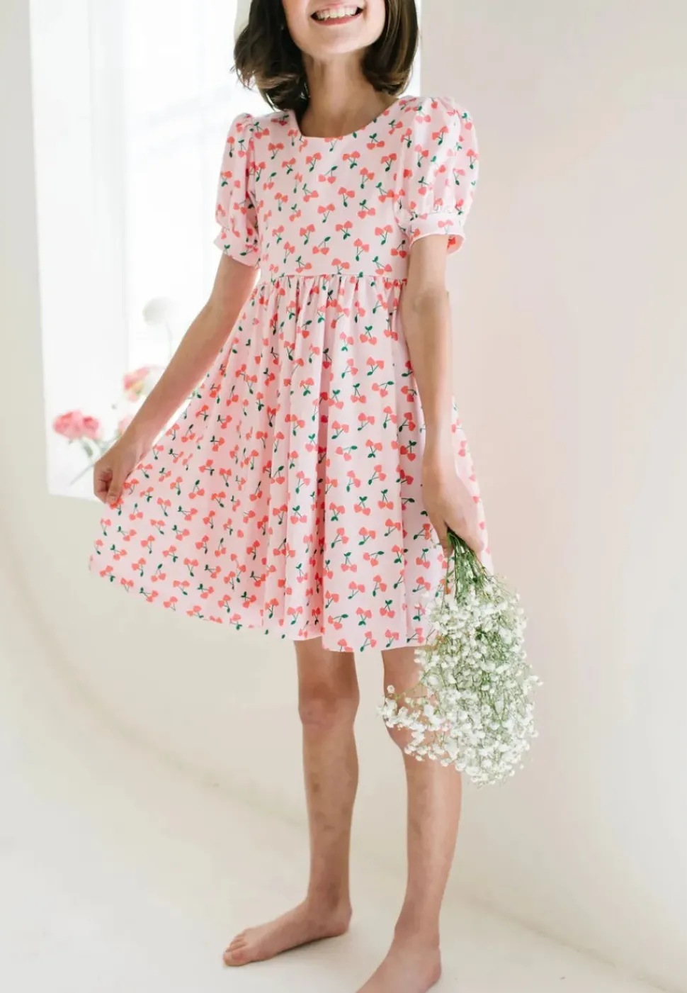 Puff Dress - Cherries