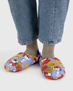 Puffy Slippers - Floral Snoopy