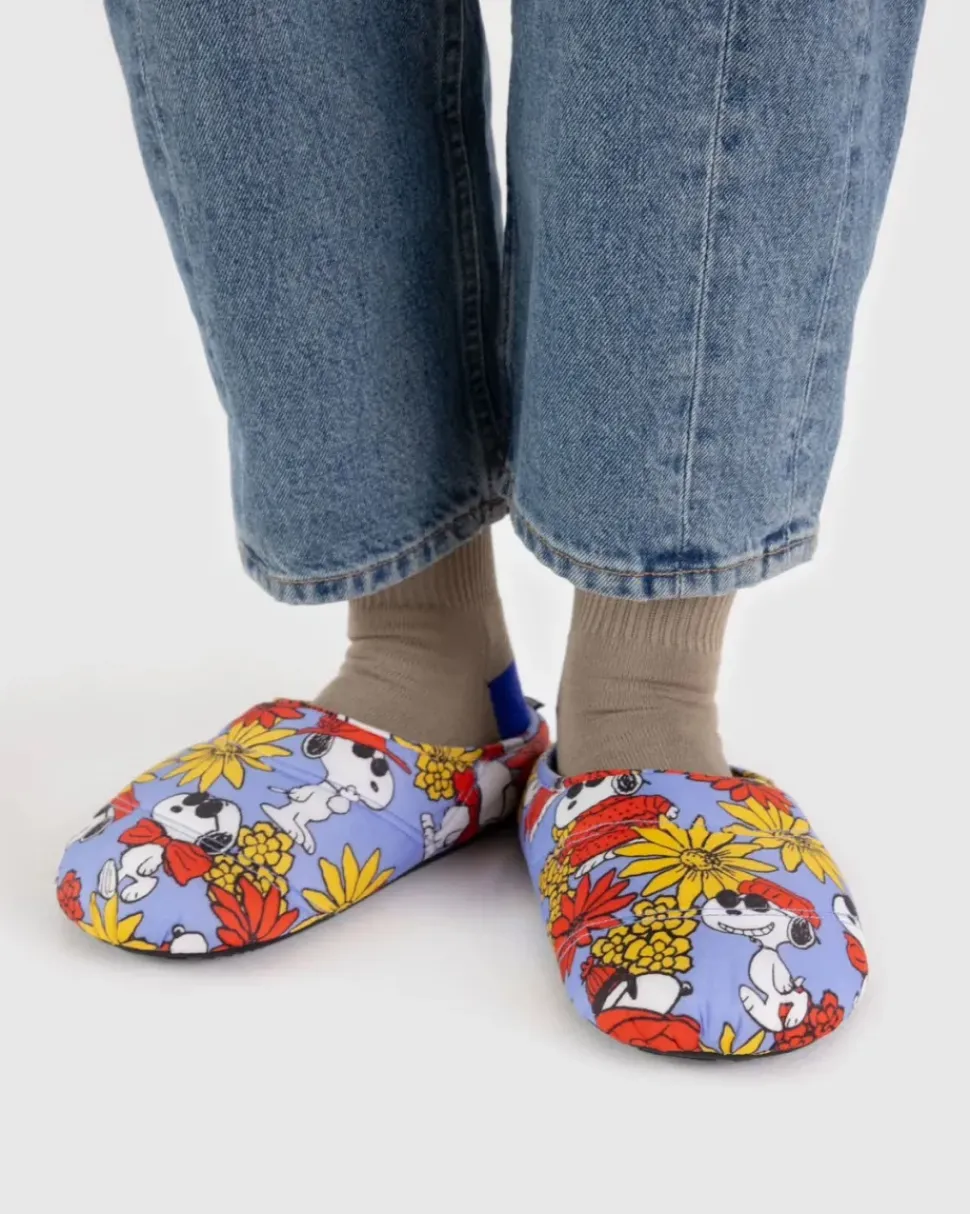 Puffy Slippers - Floral Snoopy