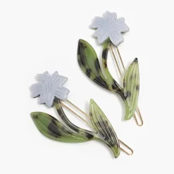 Purple Chicory Flowers Barrette Set