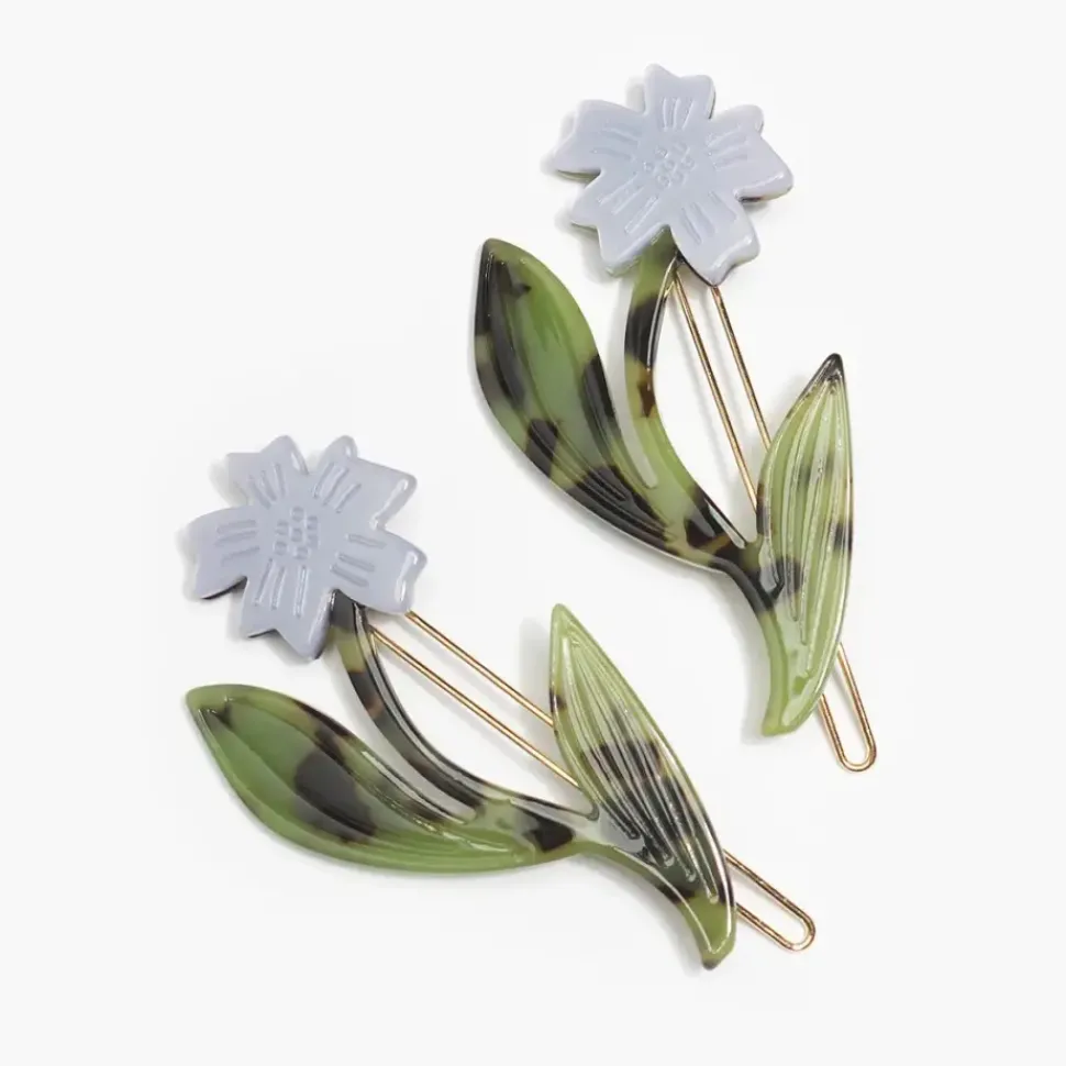Purple Chicory Flowers Barrette Set