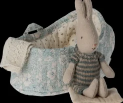 Rabbit in Carry Cot - Blue