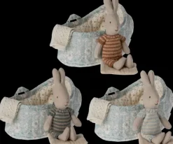 Rabbit in Carry Cot - Blue