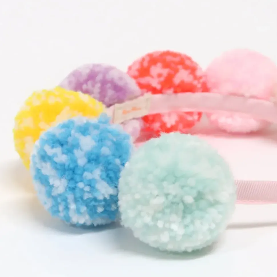 Rainbow Pompom Headband