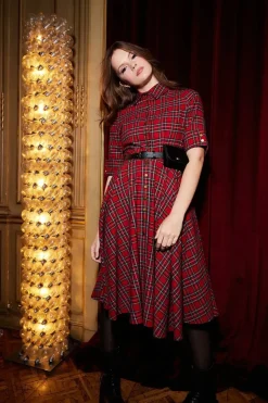 Red Plaid Shirt Dress