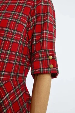 Red Plaid Shirt Dress