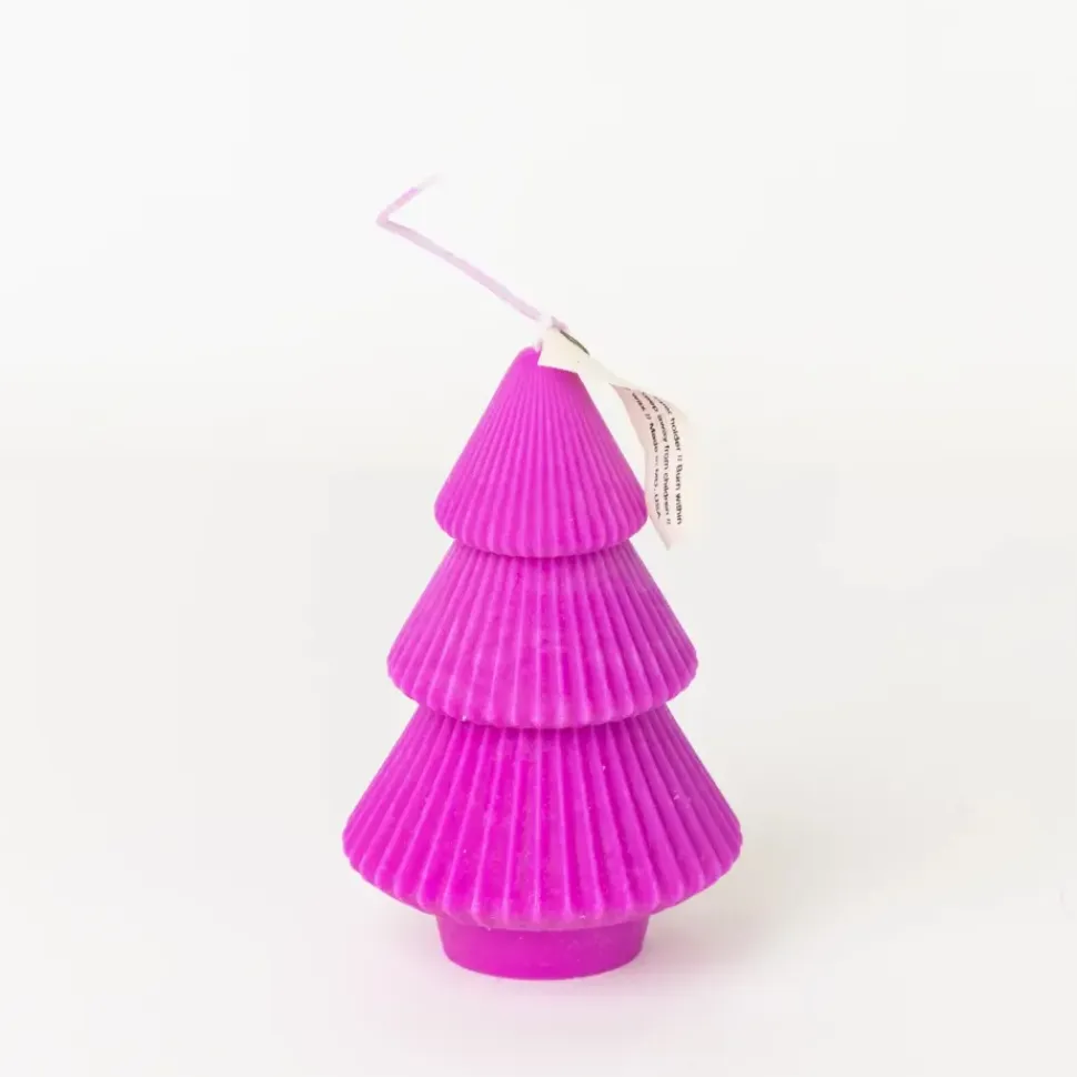Ribbed Xmas Tree Candle - Several Colors