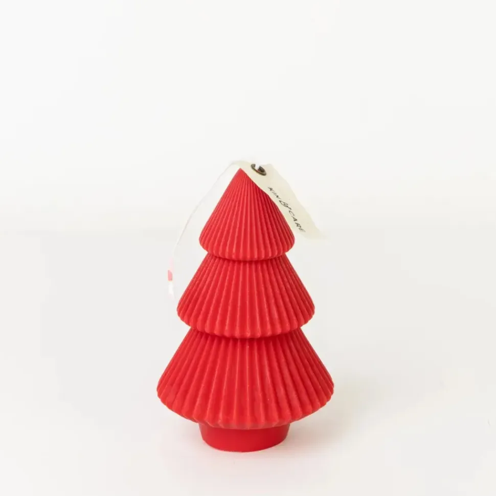 Ribbed Xmas Tree Candle - Several Colors