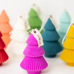 Ribbed Xmas Tree Candle - Several Colors