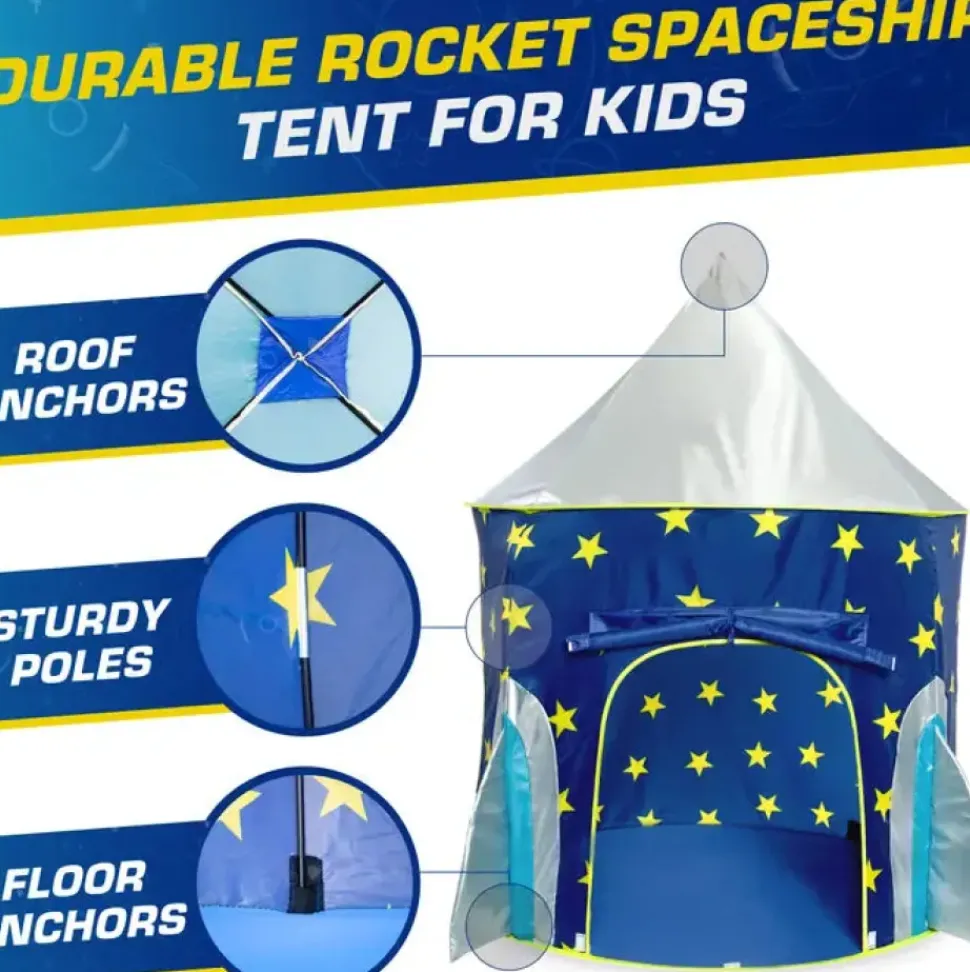 Rocketship Pop Up Tent - Indoor or Outdoor Playhouse