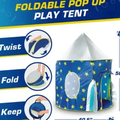 Rocketship Pop Up Tent - Indoor or Outdoor Playhouse