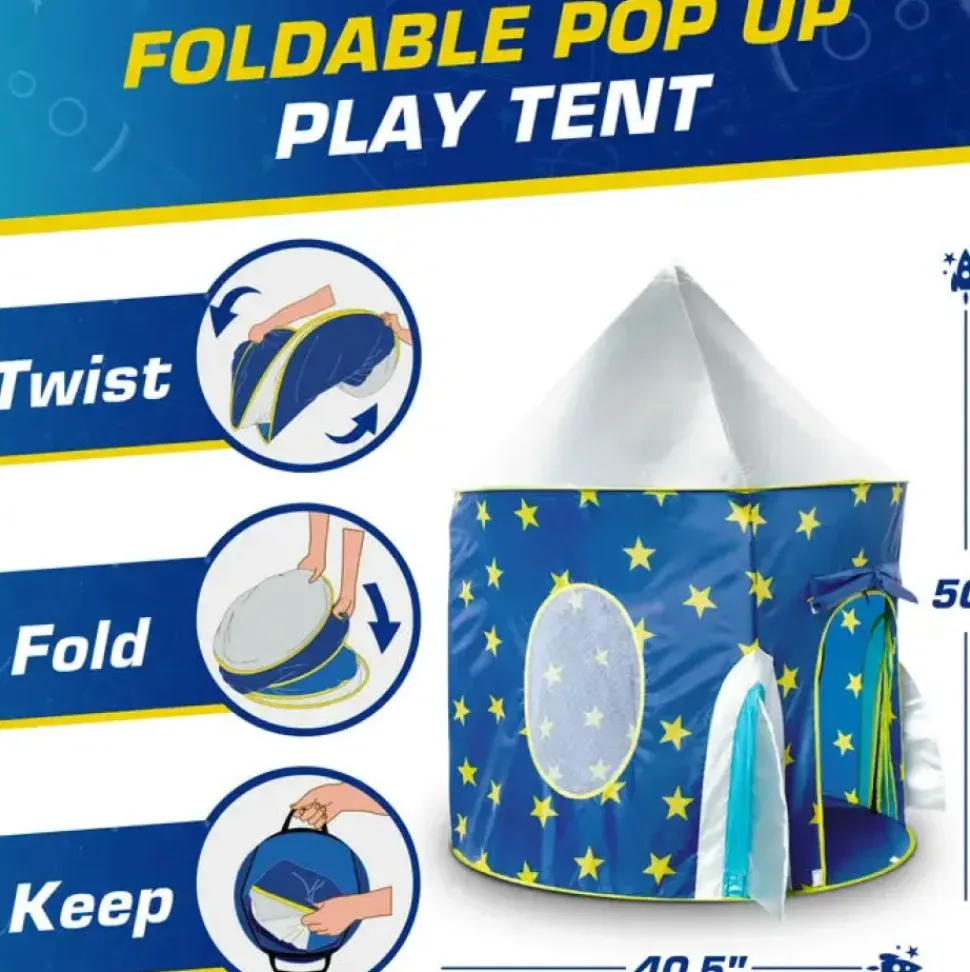 Rocketship Pop Up Tent - Indoor or Outdoor Playhouse