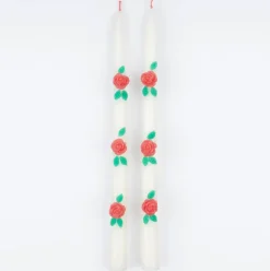 Rose Taper Candles (x2)