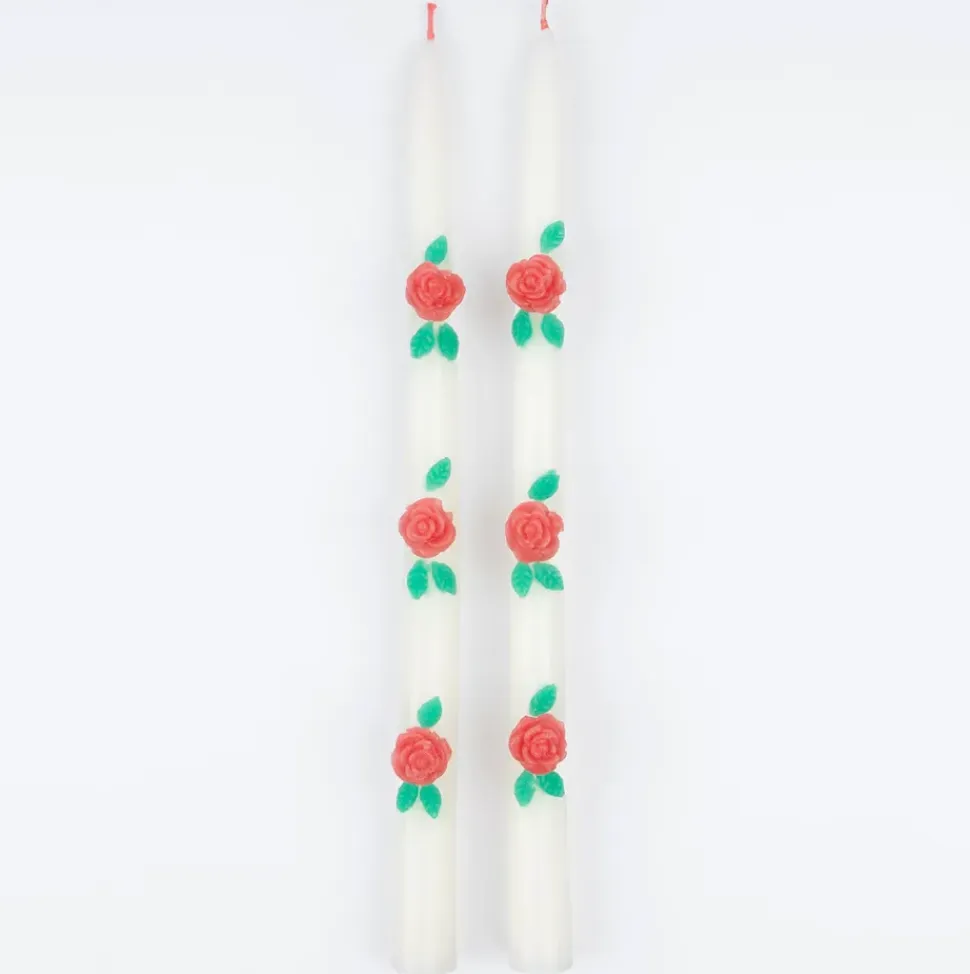 Rose Taper Candles (x2)
