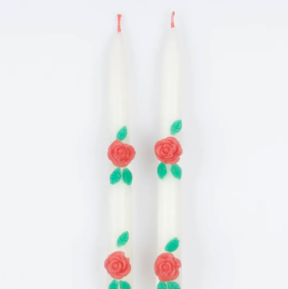 Rose Taper Candles (x2)