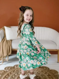 Rubina Twirl Dress - Vintage Greens