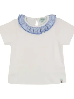 Ruffle Collar Tee - White
