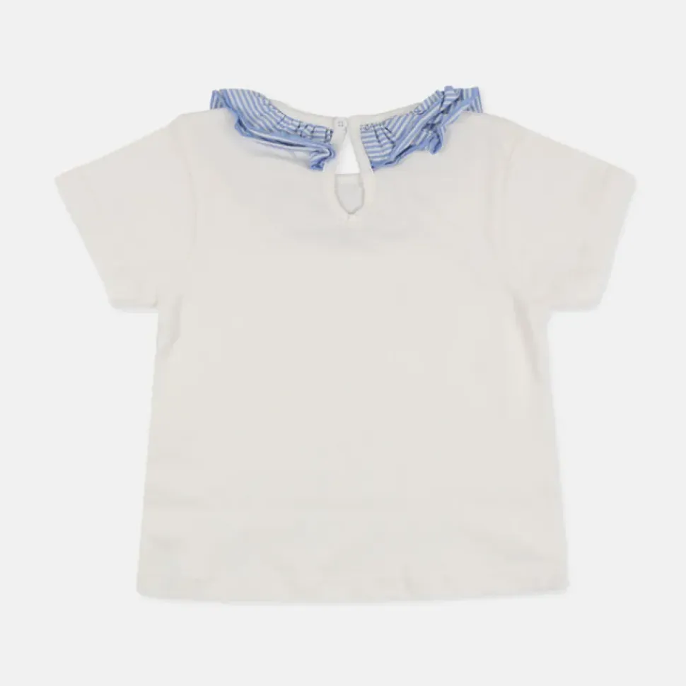 Ruffle Collar Tee - White