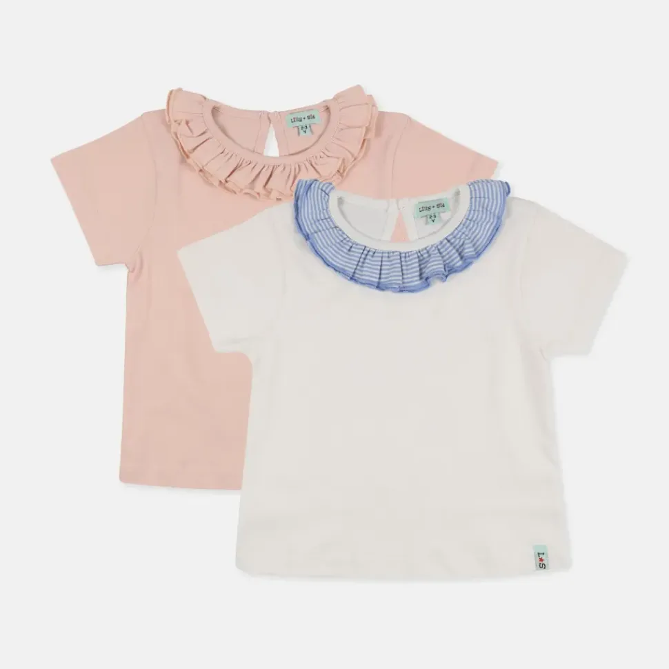 Ruffle Collar Tee - White