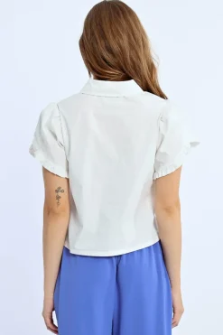 Ruffle Detail S/S Shirt - White