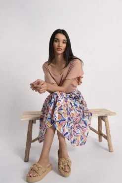 Ruffled Sleeve Top - Peach