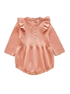 Scarlett Knit Bubble Romper - Peach
