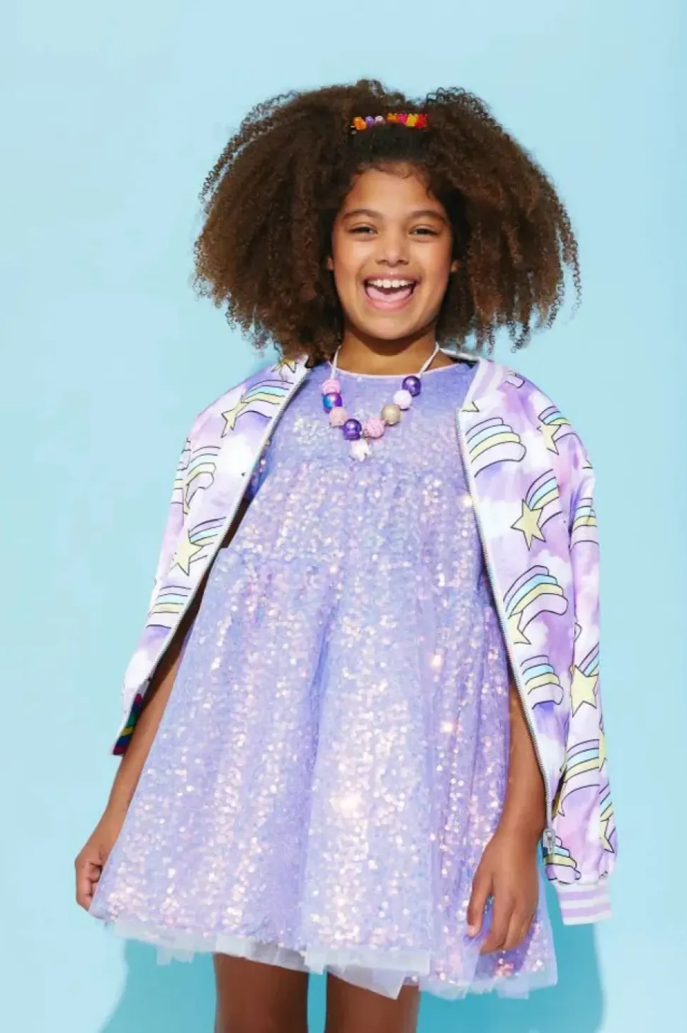 Sequin Daisy Puff Sleeve Dress