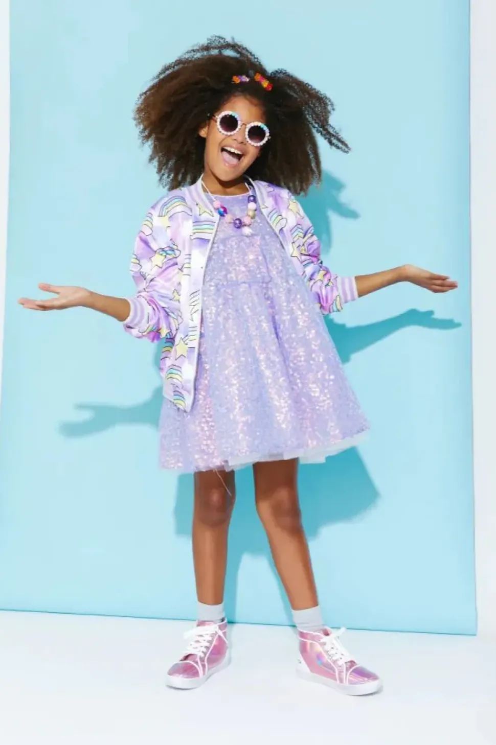 Sequin Daisy Puff Sleeve Dress