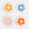 Set of 4 Stoneware Flower Coasters