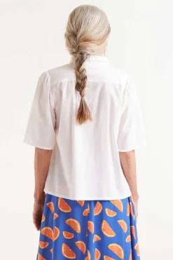 Short Sleeve Embroidered Citrus Print Shirt