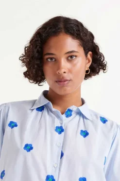 Short Sleeve Embroidered Floral Print Shirt