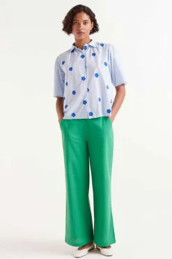 Short Sleeve Embroidered Floral Print Shirt