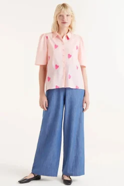 Short Sleeve Heart Print Shirt