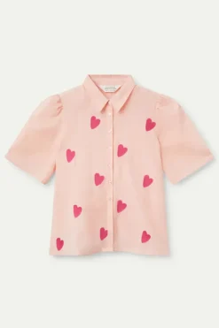Short Sleeve Heart Print Shirt
