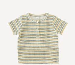 Short Sleeve Multi Stripe Henley Tee