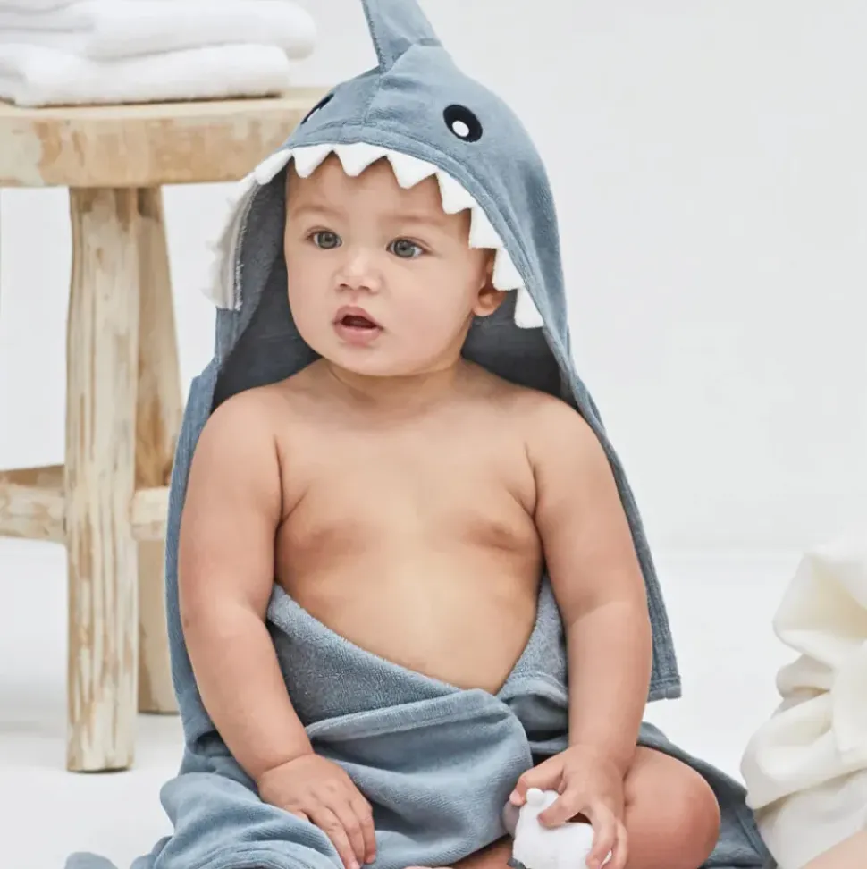 Slate Baby Shark Hooded Bath Wrap