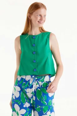 Sleeveless Button-Front Top