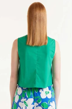 Sleeveless Button-Front Top