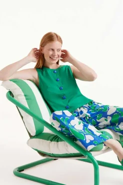 Sleeveless Button-Front Top