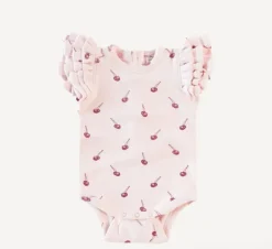 Sleeveless Triple Ruffle Bodysuit - Rio Red Cherry