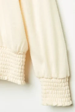 Smocked Detailed Knit Top - Cream