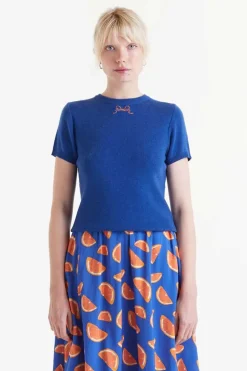 S/S Bow Embellished Sweater - Blue