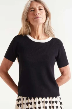 S/S Contrast Sweater - Black