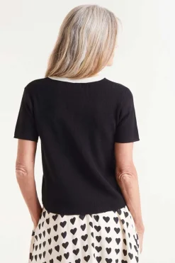 S/S Contrast Sweater - Black