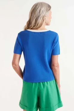 S/S Contrast Sweater - Blue