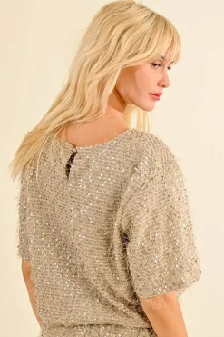 S/S Sequined Top