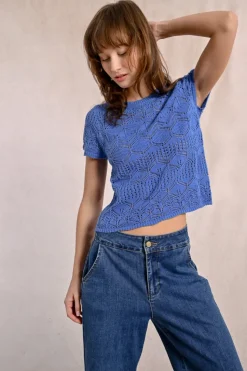 S/S Textured Sweater - Blue