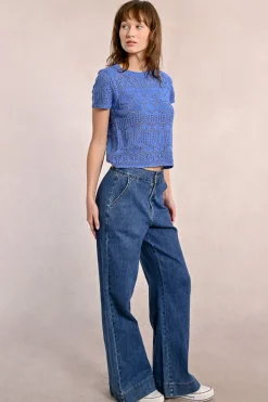 S/S Textured Sweater - Blue