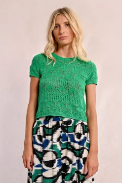 S/S Textured Sweater - Green
